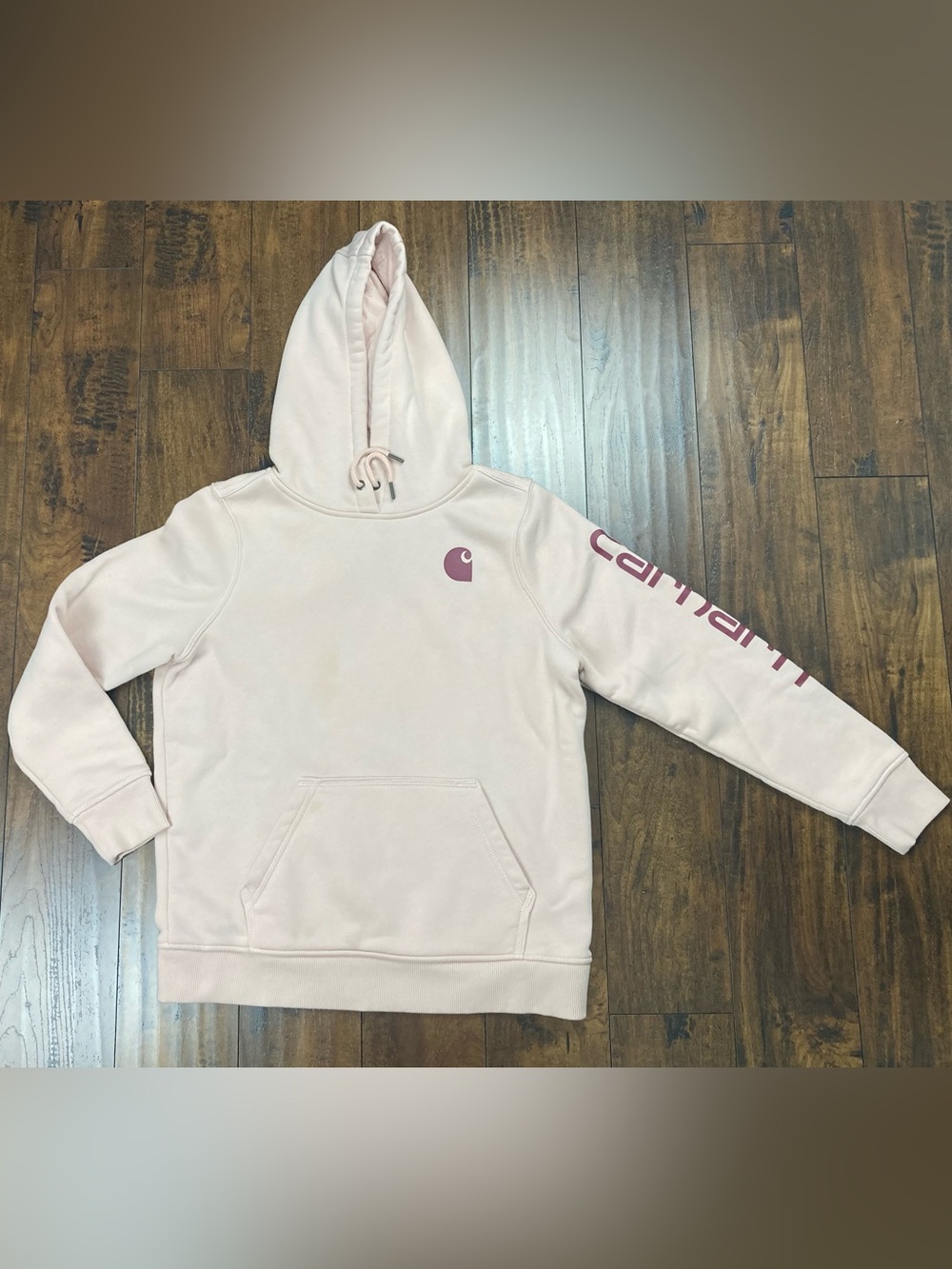CARHARTT Womens Hoodie Relaxed Fit Pink Logo *WEAR* TS0288-W Size L (12-14)